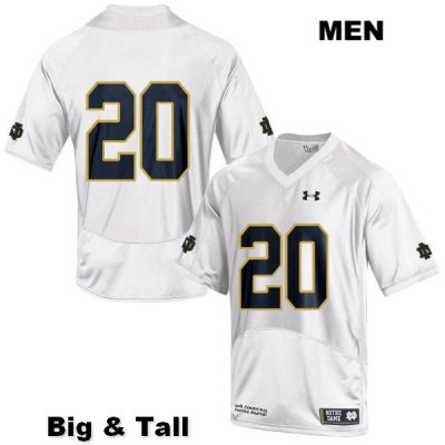 Notre Dame Fighting Irish Men's C'Bo Flemister #20 White Under Armour No Name Authentic Stitched Big & Tall College NCAA Football Jersey ZRC5299VD